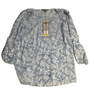 MARIO SERRANI WOMENS V NECK TOP  BLUE SIZE S. BR
